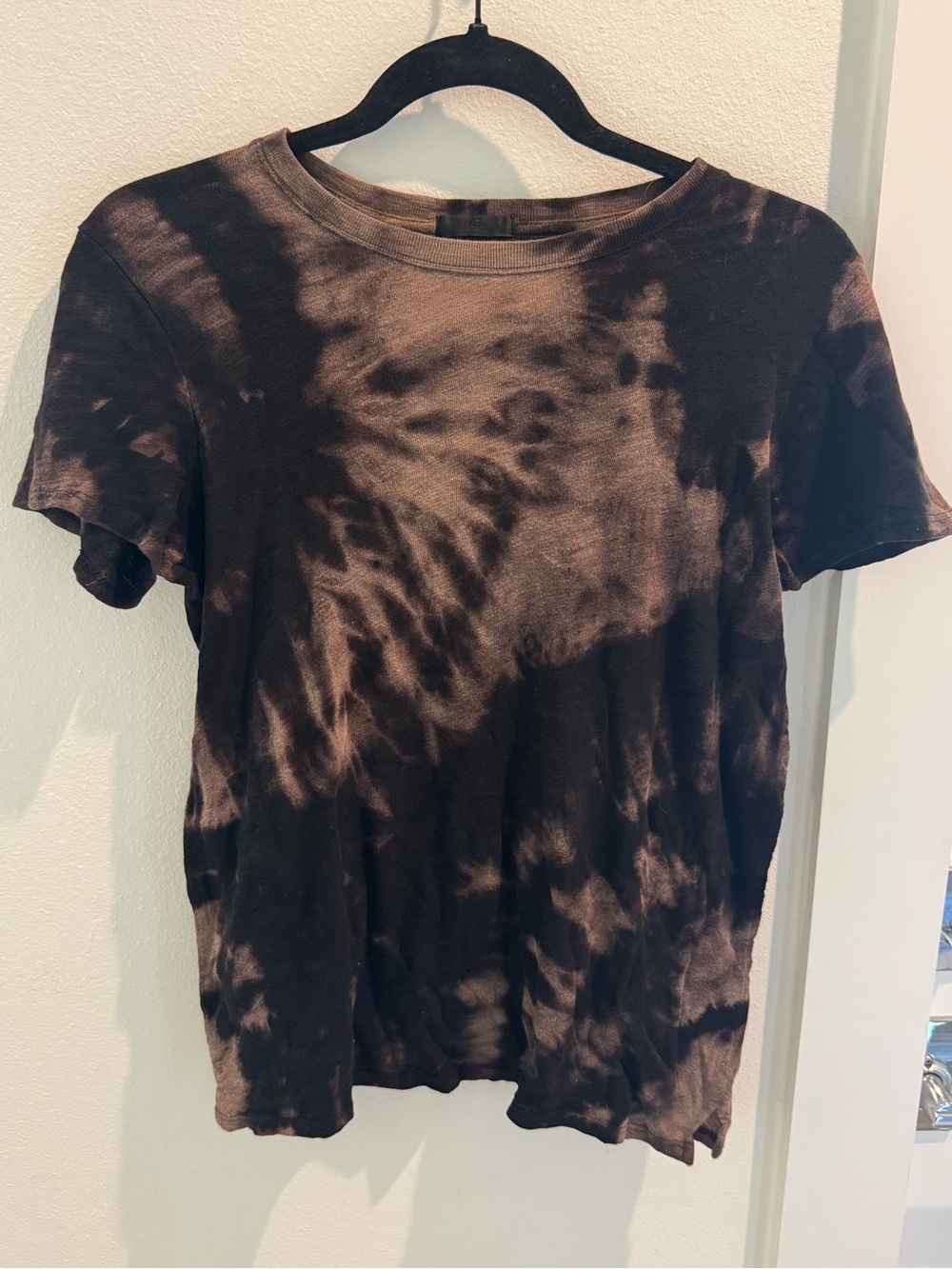 ATM Anthony Thomas Melillo Black and Brown Tie-Dye Short Sleeve Tee
